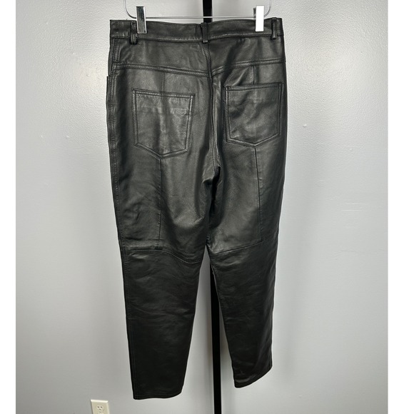 90s Hugo Buscati Collection Leather Pants Black High Rise Tapered Fit Size 8 - Picture 5 of 6